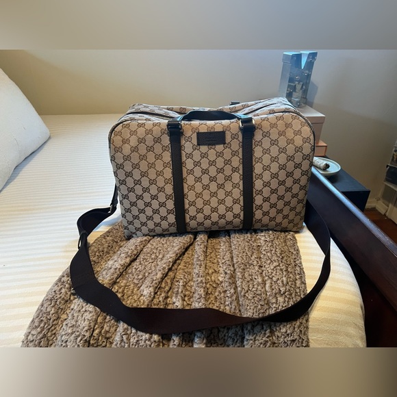 Unisex Gucci Luggage GG Guccissiama Monogram Canvas Carry On Duffle Travel Bag - Picture 6 of 16